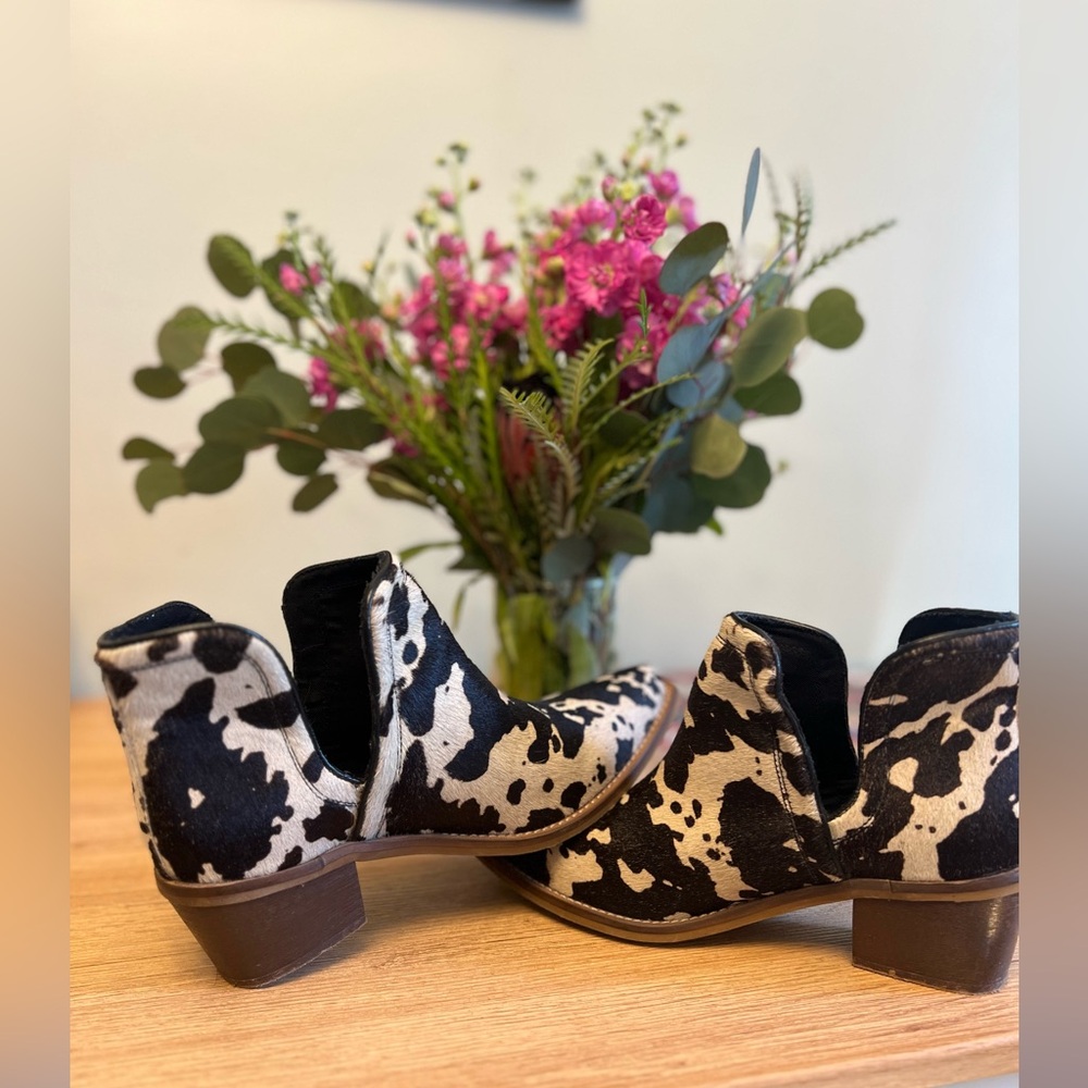 Myra Genuine Leather Cowhide Booties, Size 8
